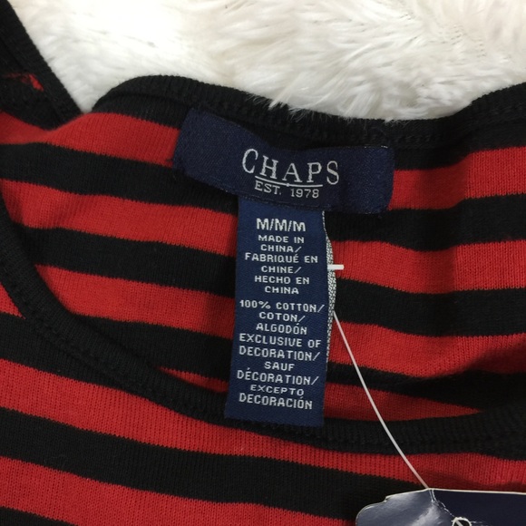 NWT CHAPS Red Black Striped Top SMALL - Picture 7 of 8